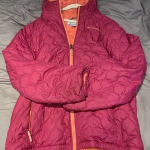 Pink Quilted Jacket with Orange Fur Lining